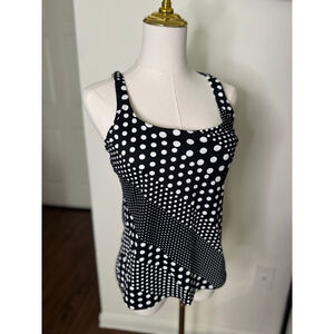 Women's Lands End Tankini Size 8 Black and White